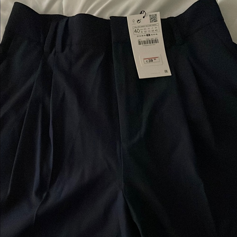 Dark Navy Pleated Trousers